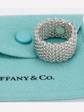 Authenticated Tiffany & Co. Somerset Flexible Mesh Ring Sterling Retired Sz 6